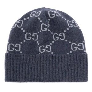 GUCCI GG logo jacquard beanie hat